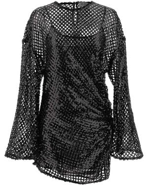 The Attico Sequin Mesh Dress - Black