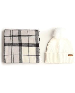 Barbour Dover Beanie & Hailes Scarf Gift Set - Natural