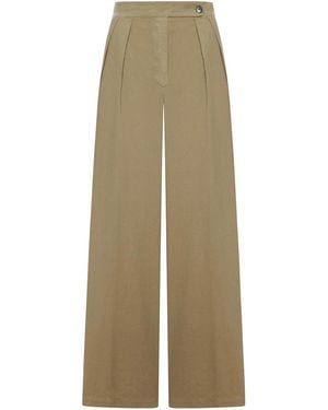 Dries Van Noten Cement-Coloured Pants With Pleats And Side Buttons - Natural