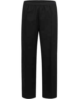 Plan C Wool Trousers With Elastic Waist - Black