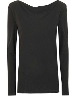 Alberta Ferretti Jersey And Tulle Blouse - Black