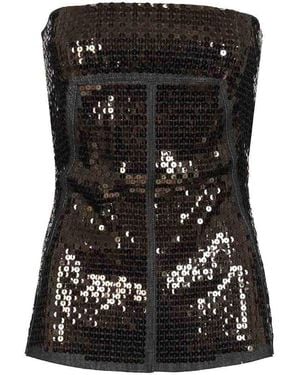 Rick Owens Denim Bustier Top With Sequins - Black