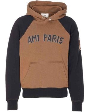 Ami Paris Logo Hoodie - Brown