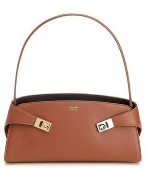 Ferragamo Hug Leather Shoulder Bag - Brown