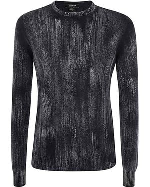 Avant Toi Tonal Effect Round Neck Reversible Pullover - Black