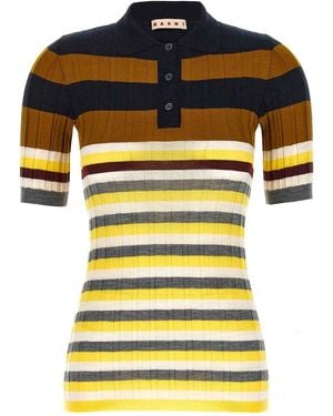 Marni Ribbed Wool Polo Shirt - Yellow