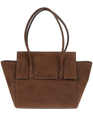 ROUNN Felice Flap Leather Tote Bag - Brown