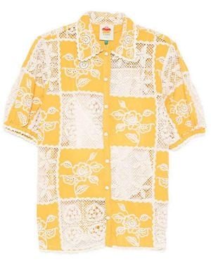 FARM Rio Patchwork Floral-Embroidered Shirt - Metallic