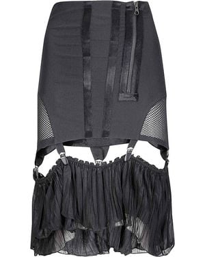 KNWLS Mesh Girdle Skirt With Velvet Tape Details - Black