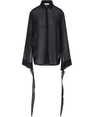 Frankie Shop Verlin Sheer Chiffon Tie Cuff Shirt - Black