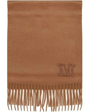 Max Mara Dalia Rectangular Scarf With Logo Detail - Brown