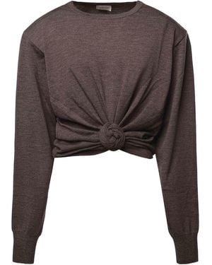 Magda Butrym Wool Jumper With Knot - Brown