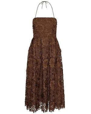 ROTATE BIRGER CHRISTENSEN Rotate Flower Lace Dress - Brown