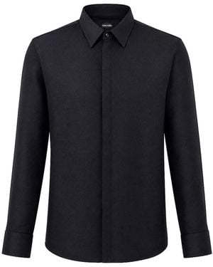 Giorgio Armani Giorgio's Hammered Silk Satin Shirt - Blue
