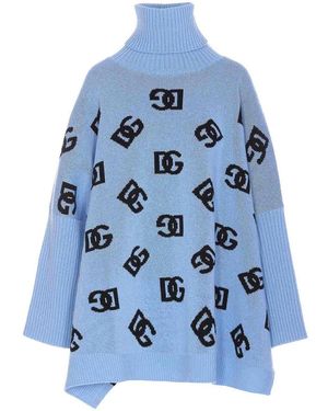 Dolce & Gabbana Dg Logo Poncho - Blue