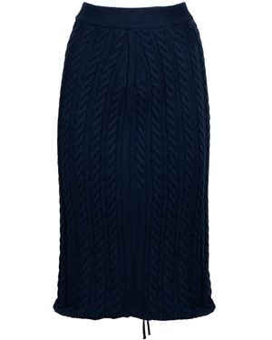 KENZO Cable Lace Up Midi Skirt - Blue