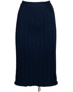 KENZO Cable Lace Up Midi Skirt - Blue
