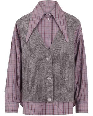Essentiel Antwerp Blouse With Overlay Of Wool Vest - Purple