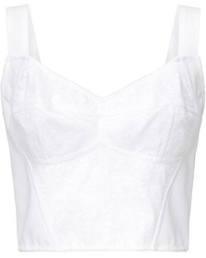 Dolce & Gabbana Jacquard And Lace Sheath Bustier Top - White