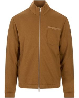Moncler Open Sweatshirt With Hood - Brown