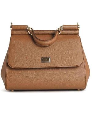 Dolce & Gabbana Sicily Camel Leather Bag - Brown