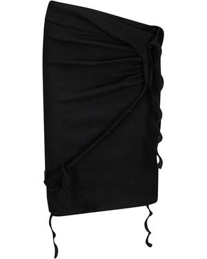 OTTOLINGER Asymmetrical Ribbed Mini Skirt With Ruffle Detail - Black