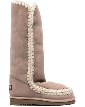 Mou Lace-Up Leather Ankle Boots - Natural