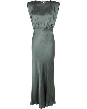 Semicouture Satin Long Dress - Green