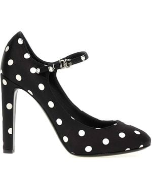 Dolce & Gabbana Bianca Polka-Dot Satin Pumps - Black