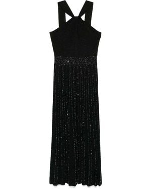 D. EXTERIOR Flared Long Dress With Lurex-Effect - Black