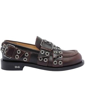 Mach & Mach Mach&Mach Buckle Belt Vintage Loafers - Gray