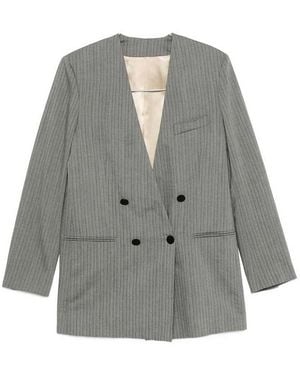 Alberta Ferretti Wool Blend Blazer Jacket - Gray
