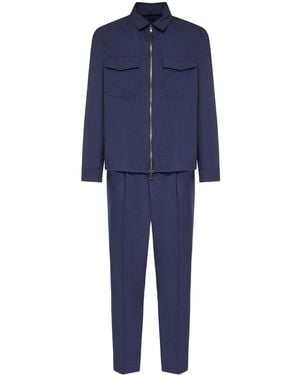 Santaniello Wool Blend Coordinated Suit - Blue
