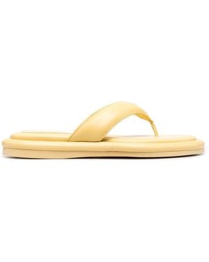 Gia Borghini Leather Puffy Flat Thong Slippers - Metallic