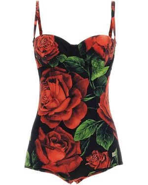 Dolce & Gabbana One-Piece Swimsuit With Balcony - Red