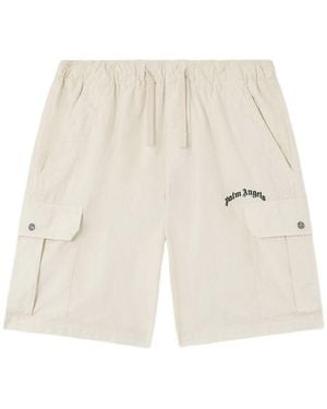 Palm Angels Bermuda Cargo With Logo - White