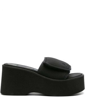 Courreges Stretch Polyester Blend Scusa Wave Slippers - Black