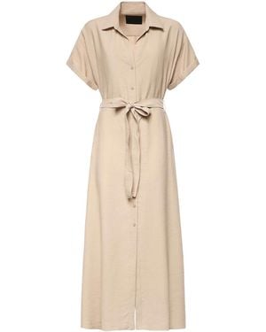 Dondup Long Viscose Gabardine Dress - Natural