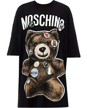 Moschino T-Shirt Dress Orsetto Pins - Black