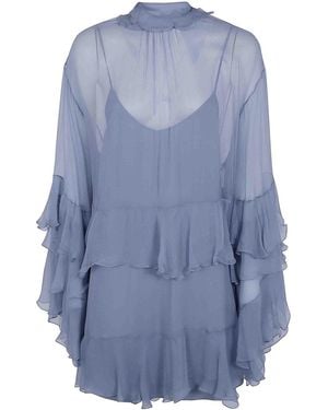 Chloé Sandy Sheer Mini Dress - Blue