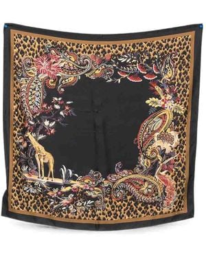 Etro Printed Silk Foulard - Metallic