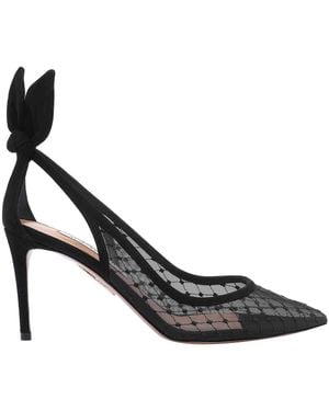 Aquazzura Bow Tie Net Court Shoes - Black