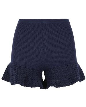 Self-Portrait Viscose Blend Shorts - Blue