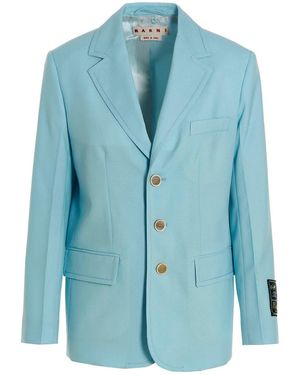 Marni Single-Breasted Blazer Jacket - Blue