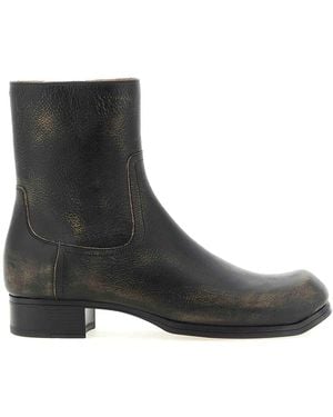 Maison Margiela Vintage Leather Ankle Boots - Black