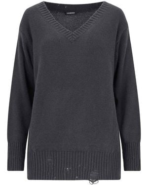Canessa Destroyed Cashmere Crewneck Jumper - Grey
