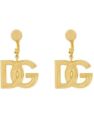 Dolce & Gabbana Earrings With Logo - Metallic