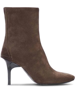 Capasa Suede Ankle Boot With Thin Heel - Brown