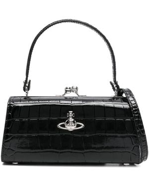 Vivienne Westwood Crocodile-Effect Doll Xl Frame Purse - Black