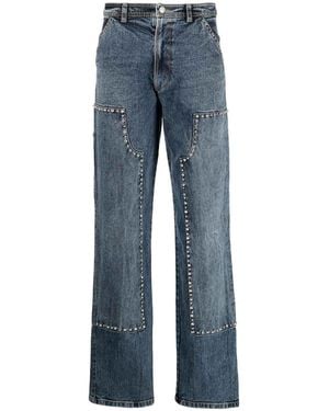 Des Phemmes Embroidered Denim Trousers - Blue